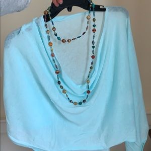 Minnie Rose Ruana Cotton Poncho O/S